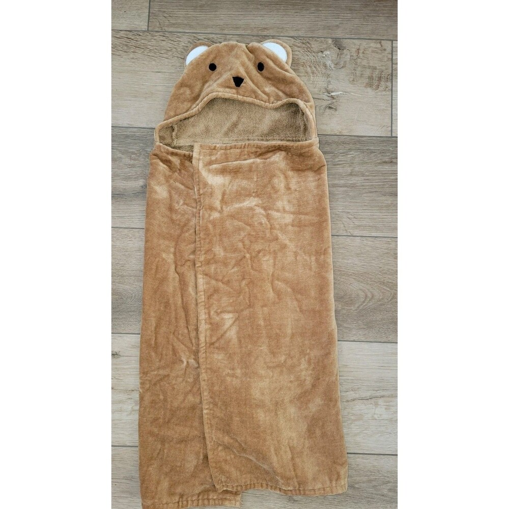 Pottery Barn Kids Bear Hooded Brown Towel With JACKSON embroidered NWOT